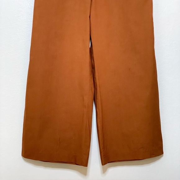 Sea New York Leia Ruffle Peplum Waist Wide Leg Crop Jumpsuit Rust 10 - Picture 6 of 15